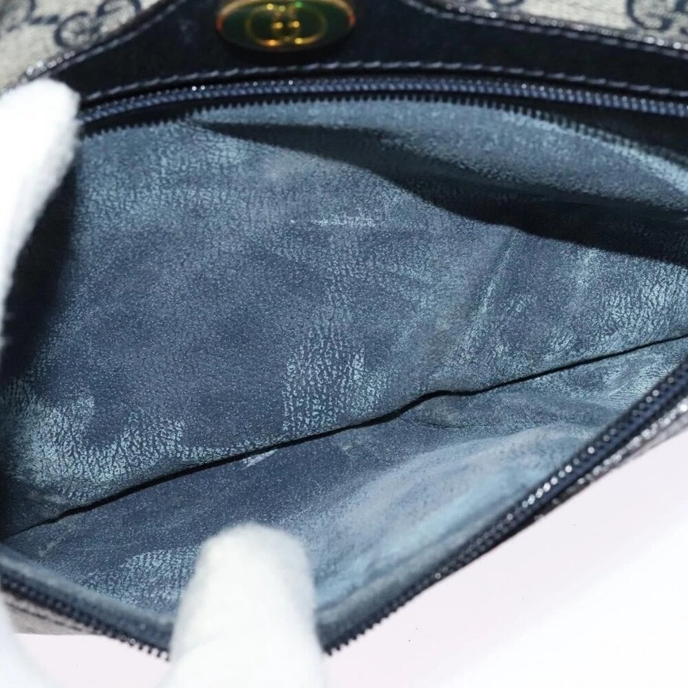 GUCCI GG Supreme Sherry Line Shoulder Bag PVC Navy Gold - Picture 12 of 16